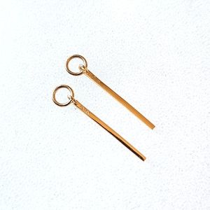 Mejuri Single Bar Hoop Charm 14k Yellow Gold (selling the pair)